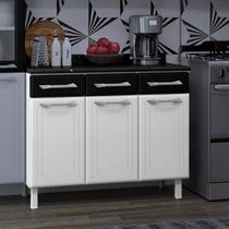 Balcão de Cozinha em Aço Triplo com Tampo Topázio Preto/Branco Balcão de Cozinha em Aço Triplo com Tampo Topázio Preto/Branco