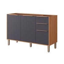 Balcão de Cozinha Esplêndida 3 Portas e 2 Gavetas s/Tampo 120cm Freijo/Titanium - MGM Balcão de Cozinha Esplêndida 3 Portas e 2 Gavetas s/Tampo 120cm Freijo/Titanium - MGM