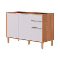 Balcão de Cozinha Esplêndida c/ 3 Portas e 2 Gavetas s/Tampo 120cm Cinamomo/Off White - MGM Balcão de Cozinha Esplêndida c/ 3 Portas e 2 Gavetas s/Tampo 120cm Cinamomo/Off White - MGM