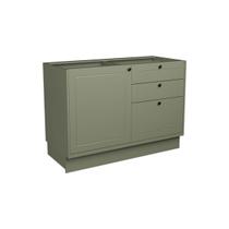 Balcão de Cozinha Évora PH 3117 c/ 1 Porta e 3 Gavetas s/ Tampo 120cm Verde - Herval