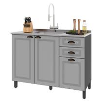 Balcão de Cozinha Firenze 120cm 3 Portas e 2 Gavetas sem Tampo - Indékes