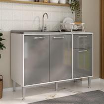 Balcão de Cozinha Gabinete Pia 105cm 3 Portas 1 Gaveta Xangai Multimóveis MP2246