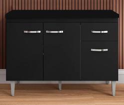 Balcão De Cozinha Gabriela 120m Com Tampo Mdp Preto Fosco Ajl Balcão De Cozinha Gabriela 120m Com Tampo Mdp Preto Fosco Ajl