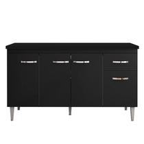 Balcão de Cozinha Gabriela com Tampo 150 cm Preto Fosco - AJL Balcão de Cozinha Gabriela com Tampo 150 cm Preto Fosco - AJL
