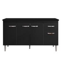 Balcão De Cozinha Gabriela Com Tampo 150 Cm Preto Fosco - Ajl Balcão De Cozinha Gabriela Com Tampo 150 Cm Preto Fosco - Ajl