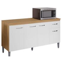 Balcão De Cozinha Gabriela Com Tampo 150cm Amêndoa Branco - Ajl Balcão De Cozinha Gabriela Com Tampo 150cm Amêndoa Branco - Ajl
