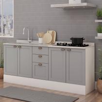 Balcão de Cozinha Iluminata 4 Portas 3 Gavetas 100% Mdf Branco/Fendi - Genialflex