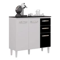 Balcão de Cozinha Isadora Branco Preto - Poquema Balcão de Cozinha Isadora Branco Preto - Poquema
