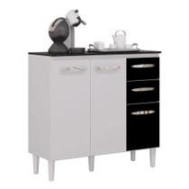 Balcão De Cozinha Isadora Branco Preto - Poquema