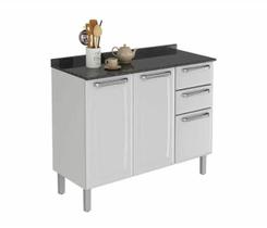 Balcão de Cozinha Itatiaia em Aço 105cm 3 Portas 2 Gavetas Branco Luce