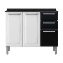 Balcão de Cozinha Itatiaia Luce 3 Portas 2 Gavetas Branco e Preto IG3G2-105 Balcão de Cozinha Itatiaia Luce 3 Portas 2 Gavetas Branco e Preto IG3G2-105