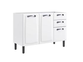 Balcão de Cozinha Itatiaia New Premium Aço Para Pia 3 Portas e 2 Gavetas Sem Tampo Branco Neve