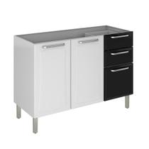 Balcão de Cozinha Itatiaia Tarsila 120cm em Aço Branco/Preto para Pia Balcão de Cozinha Itatiaia Tarsila 120cm em Aço Branco/Preto para Pia