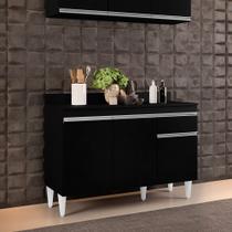 Balcão de Cozinha Lavanderia Com Tampo 01 Gaveta Vick Preto 120 Cm L06 - D'Rossi