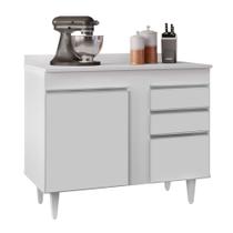 Balcão de Cozinha Lavanderia Com Tampo 02 Gavetas Bia Branco 100 Cm L06 - D'Rossi