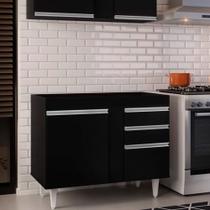 Balcão de Cozinha Lavanderia Sem Tampo 02 Gavetas Bia Preto 100 Cm L06 - D'Rossi