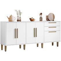 Balcão de Cozinha Lorena 5 Portas 2 Gavetas Branco Kaiki Móveis