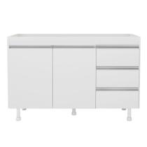 Balcão de Cozinha Lux Para Pia de 120cm 100%MDF Sem Tampo 02 Portas e 03 Gavetas Branco - Abmaza