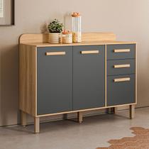 Balcão de Cozinha Maria Flor 3 Portas 2 Gavetas Freijó/Chumbo - Nicioli