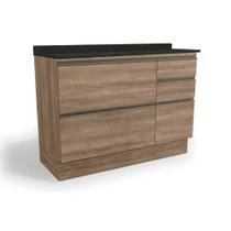 Balcão de Cozinha Maxxi G746 4 Gavetas e 1 Porta c/Tampo 120cm Nogal/Preto Brilho - Kappesberg