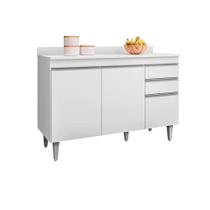 Balcão de Cozinha Melissa 1,20m Branco C/ Tampo - Vallisa Decor Balcão de Cozinha Melissa 1,20m Branco C/ Tampo - Vallisa Decor