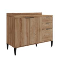 Balcão De Cozinha Miami 1200mm 2 Portas 3 Gavetas Com Tampo Carraro Freijó