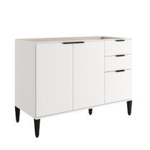 Balcão De Cozinha Miami 1200mm 2 Portas 3 Gavetas Sem Tampo Carraro Branco