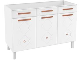 Balcão de Cozinha Mirage New Aço p/Pia 3 Portas e 2 Gavetas s/Tampo 120cm Branco - Telasul