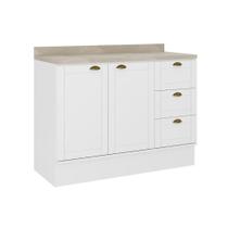 Balcão de Cozinha Modulado Bella 2608 2 Portas e 3 Gavetas s/Tampo 120cm Branco - Carraro