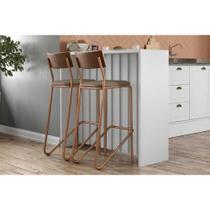 Balcão de Cozinha Modulado Bella 2613 120cm e 2 Banquetas 1747 Branco - Rose/Areia/Caramelo - Carraro