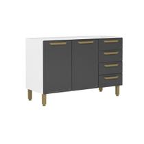 Balcão de Cozinha Modulado Bella c/ 2 Portas e 4 Gavetas s/ Tampo 120cm Grafite - Bertolini Balcão de Cozinha Modulado Bella c/ 2 Portas e 4 Gavetas s/ Tampo 120cm Grafite - Bertolini