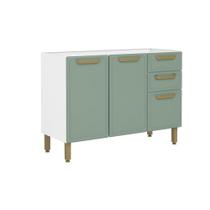 Balcão de Cozinha Modulado Bella c/ 3 Portas e 2 Gavetas s/ Tampo 120cm Verde - Bertolini