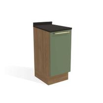 Balcão de Cozinha Modulado Botanic M621 1 Porta c/Tampo 40cm Nogueira/Oliva/Preto - Kappesberg Balcão de Cozinha Modulado Botanic M621 1 Porta c/Tampo 40cm Nogueira/Oliva/Preto - Kappesberg