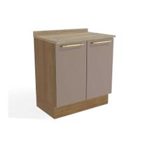 Balcão de Cozinha Modulado Botanic M623 2 Portas c/Tampo 80cm Nogueira/Fendi/Nogueira - Kappesberg