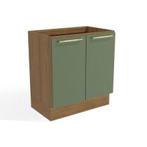 Balcão de Cozinha Modulado Botanic M623 c/ 2 Portas s/Tampo 80cm Nogueira/Verde Oliva - Kappesberg Balcão de Cozinha Modulado Botanic M623 c/ 2 Portas s/Tampo 80cm Nogueira/Verde Oliva - Kappesberg