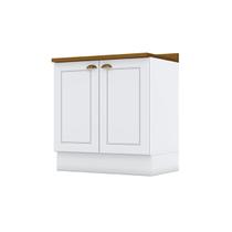 Balcão de Cozinha Modulado c/ Tampo Americana c/ 2 Portas 80cm Branco - Henn