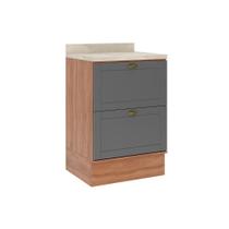 Balcão de Cozinha Modulado c/ Tampo Bella 2610 c/ 2 Gavetas 60cm Nogal/Cinza - Carraro