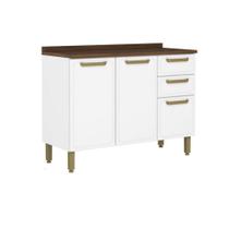 Balcão de Cozinha Modulado c/ Tampo Bella c/ 3 Portas e 2 Gavetas 120cm Branco - Bertolini