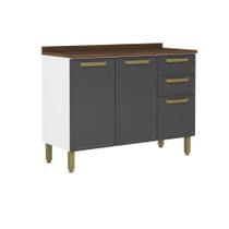Balcão de Cozinha Modulado c/ Tampo Bella c/ 3 Portas e 2 Gavetas 120cm Grafite - Bertolini