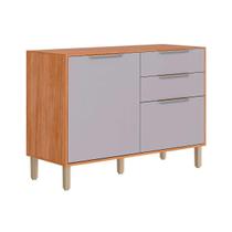 Balcão de Cozinha Modulado c/ Tampo Celeste c/ 2 Portas e 2 Gavetas 120cm Cinamomo/Platina - MGM