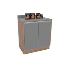 Balcão de Cozinha Modulado Campanele c/ 2 Portas 76cm Castanho/Cinza - Politorno
