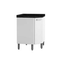 Balcão de Cozinha Modulado Canto Oblíquo Gourmet 1 Porta + Tampo Branco - Bertolini