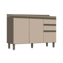 Balcão de Cozinha Modulado Connect 3 Portas e 2 Gavetas c/Tampo Duna/Cristal - Henn