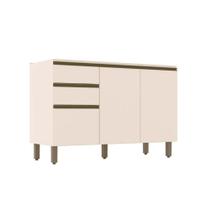 Balcão de Cozinha Modulado Connect p/ Pia c/2 Gavetas e 3 Portas 120x51x82cm Off White - Henn