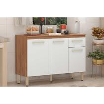 Balcão de Cozinha Modulado Dama 3 Portas e 1 Gaveta c/ Tampo Amendola/Branco - Demóbile