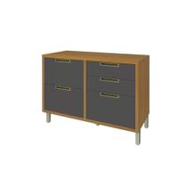 Balcão de Cozinha Modulado Imperatriz 1 Porta e 4 Gavetas c/ Tampo Freijo/Grafite - Nesher