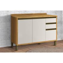 Balcão de Cozinha Modulado Tempranillo 2 Portas e 3 Gavetas c/Tampo 120cm Amendoa/Off White - Ronipa