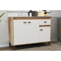 Balcão de Cozinha Modulado Torino c/ 3 Portas e 1 Gaveta s/ Tampo 120cm Mel/Off White - Movelbento Balcão de Cozinha Modulado Torino c/ 3 Portas e 1 Gaveta s/ Tampo 120cm Mel/Off White - Movelbento