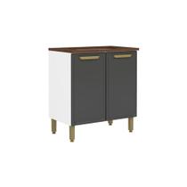 Balcão de Cozinha p/ Cooktop c/ Tampo Bella c/ 2 Portas 80cm Grafite - Bertolini Balcão de Cozinha p/ Cooktop c/ Tampo Bella c/ 2 Portas 80cm Grafite - Bertolini