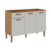 Balcão de Cozinha p/ Pia Essência c/ 3 Portas e 1 Gaveta s/ Tampo 120cm Freijo/White Laca - Genialflex Balcão de Cozinha p/ Pia Essência c/ 3 Portas e 1 Gaveta s/ Tampo 120cm Freijo/White Laca - Genialflex